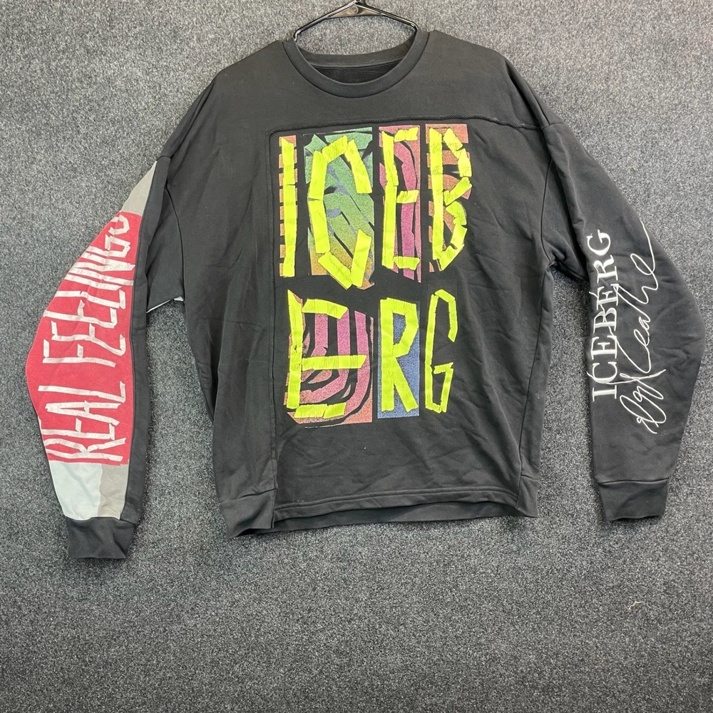 Iceberg Real Feelings Graphic Sweatshirt Men's XL Black Multi-Color